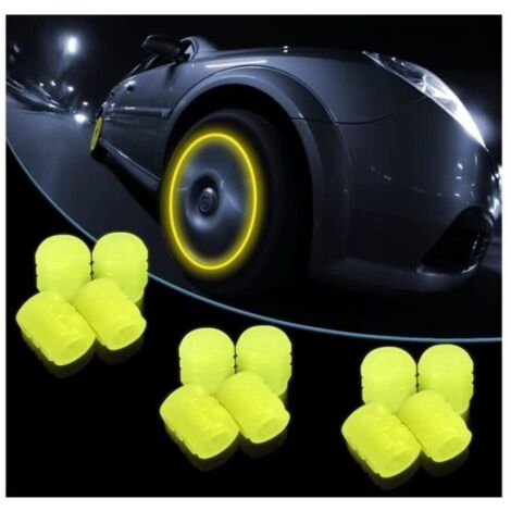 Bouchon de Valve de Pneu - Fluorescent - 12 Pcs - Jaune - Universel - Étanchéité Améliorée