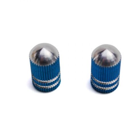 Bouchon de valve forme de balle obus rainuré coloris bleu pour