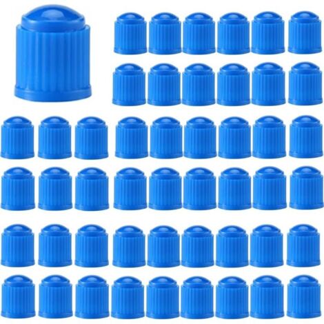Bouchon de Valve Voiture, 48pcs Bouchon de Valve, Bouchon de soupape Automobile, Couvre-Valve Universel, Bouchon Valve Pneu Voiture en Plastique avec Joint d'étanchéité pour Moto Camions, bleu