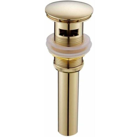 Bouchon de vidange de lavabo moderne et rétro avec trop-plein, bonde de lavabo universelle en laiton doré, siphon de lavabo avec trou de trop-plein poli - avec