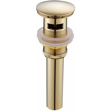 Bouchon de vidange de lavabo moderne et rétro avec trop-plein, bonde de lavabo universelle en laiton doré, siphon de lavabo avec trou de trop-plein poli - avec