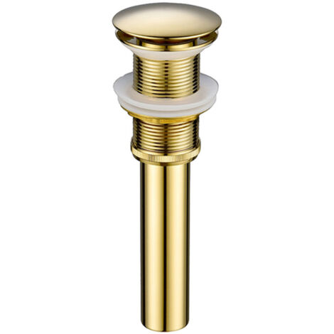 Bouchon de vidange d'évier moderne et vintage sans trop-plein, siphon universel en laiton doré avec trou poli sans trop-plein - Sans pores