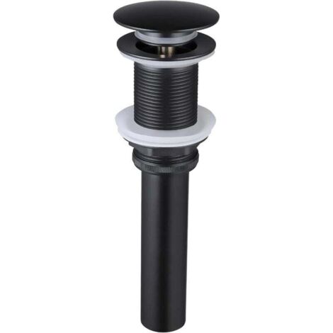 Bouchon de vidange d'évier sans trop-plein, pour évier, toilettes et armoire de salle de bain, avec vidage automatique, noir mat, tout métal, laiton antirouille et acier inoxydable 304.