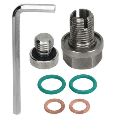 Bouchon de Vidange d'Huile M12, Kit de Réparation de Filetage Autotaraudant en Acier Inoxydable, avec Clé Hexagonale