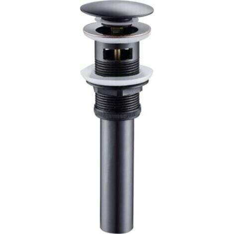 Bouchon de Vidange Escamotable avec Trop-plein pour Lavabo Finition Laiton Noir Ortviai