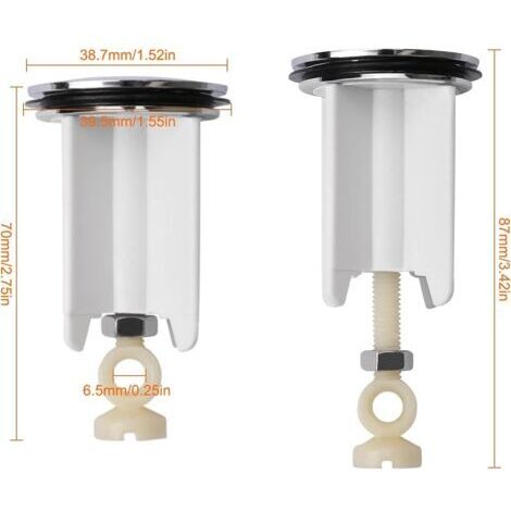 Bouchon de vidange Universel pour lavabo - Bonde réglable en Laiton chromé Blanc - Compatible évier Cuisine et Salle de Bain - Bouchon lavabo Haute résistance - Système d'étanchéité Optimal