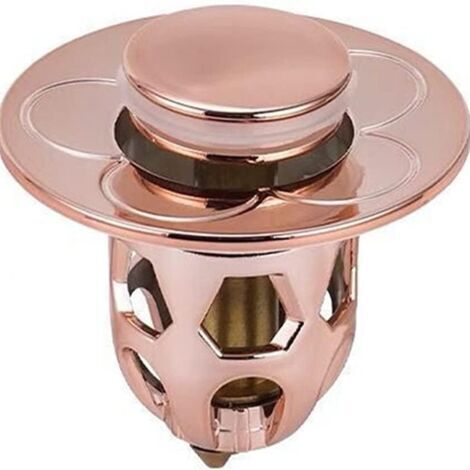 Bouchon de vidange universel pour lavabo, bouchon de vidange en acier inoxydable, filtre de vidange à ressort pour lavabo (or rose) 1 pièce