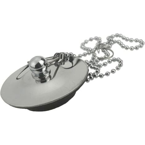 Bouchon d'Évier avec Chaîne Bouchon Antirouille pour Baignoire Bouchon de Vidange avec Anneau en Caoutchouc Bouchon de Couvercle de Vidange Baignoire pour Évier Baignoire Lavabo Drainer (40mm à 60mm)