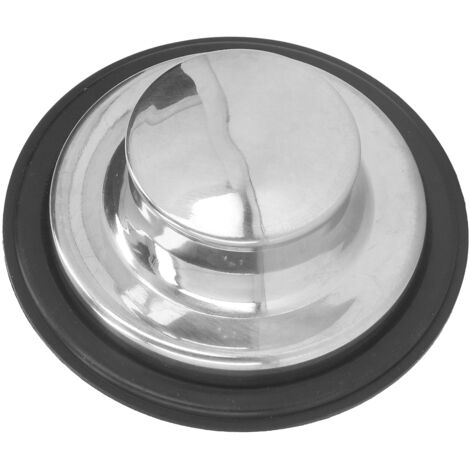 Bouchon d'évier en acier inox brossé avec joint en caoutchouc - 86 mm - Compatible broyeur déchets