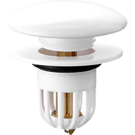 Bouchon d'évier universel - En laiton - Avec couvercle en céramique blanche - Remplacement universel pour salle de bain et cuisine - Pour évier de 34 à 40 mm