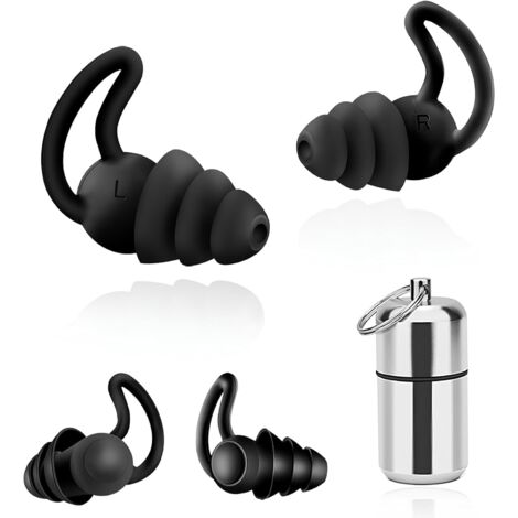 Bouchon d'Oreille pour Dormir, Réutilisable et Lavable,Bouchons Doreilles Anti Bruit pour Sommeil,Natation,Concert,moto,Douce Silicone Bouchon Oreille offrir une Meilleure Protectio 2 paires