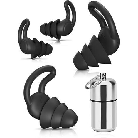 Bouchon d'Oreille pour Dormir, Réutilisable et Lavable,Bouchons Doreilles Anti Bruit pour Sommeil,Natation,Concert,moto,Douce Silicone Bouchon Oreille offrir une Meilleure Protectio 2 paires
