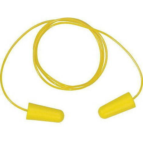 Bouchon d'oreilles polyuréthane avec cordelette jaune (boîte de 200 paires)