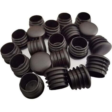 Bouchon en Plastique Rond, 20 pièces Bouchon d'extrémité de Tube Noir Bouchon de Chaise Glisse de Meubles /Jambe Tuyau Couvercle Insert (25mm)