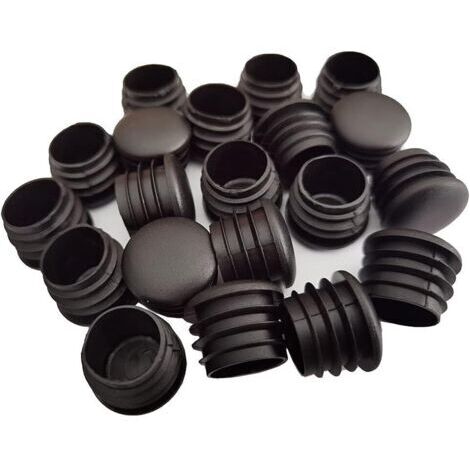 Bouchon en Plastique Rond, 20 pièces Bouchon d'extrémité de Tube Noir Bouchon de Chaise Glisse de Meubles /Jambe Tuyau Couvercle Insert (25mm)-INHHUB
