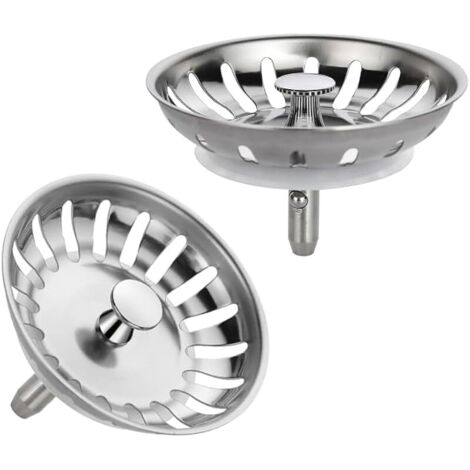 Bouchon evier Cuisine 2pcs, Filtre evier Cuisine 80mm Tige à Bille, bonde evier Acier Inoxydable avec Joint en Silicone (Diamètre: 80mm)