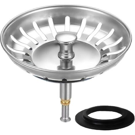 Bouchon evier Cuisine 79 mm,Filtre evier et bonde evier Cuisine,Bouchon d'évier pour Filtration des résidus et l'écoulement Rapide,Crepine evier Cuisine avec Bouchon Panier Pop-Up,2 Joints