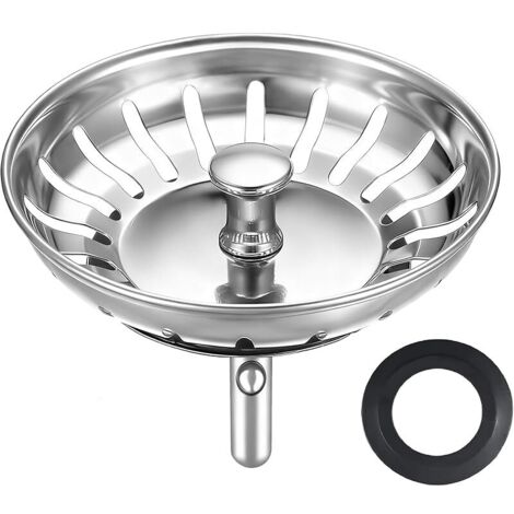 Bouchon evier Cuisine 80mm - Filtre evier Cuisine - Bonde evier Cuisine INOX,2 Joints de Rechange Originaux pour évier de Cuisine