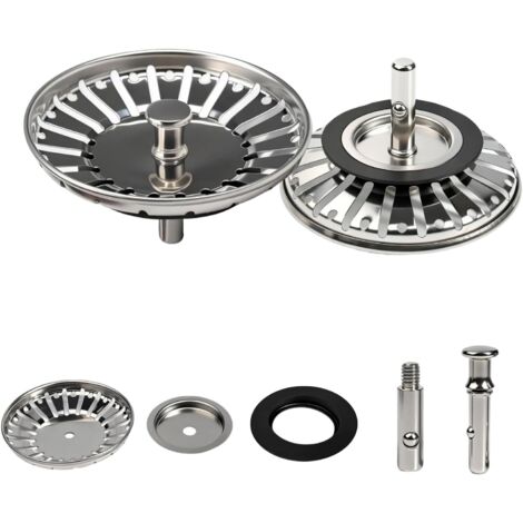 Bouchon Évier Cuisine Ø 84 mm avec Goupille Réglable, 304 indox, Filtre Panier Ever 84mm Crépine Pop-Up Vidange Rapide, Compatible Lave-Vaisselle (84mm 1pcs)
