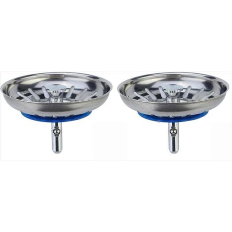 Bouchon Évier Cuisine Filtre avec Goupille Réglable - Universel Cuisine Bouchon Évier, Panier Crépine Pop-Up, Inoxydable, Compatible Lave-Vaisselle (84mm) (Lot de 2)
