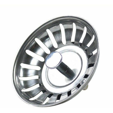Bouchon Evier Cuisine Inox- Filtre Evier Cuisine Universel (Dia: 80MM), Bonde Evier avec 18 Fentes, Grille Evier Cuisine Antiblocage, Panier pour Evier Inox Vidange Rapide，