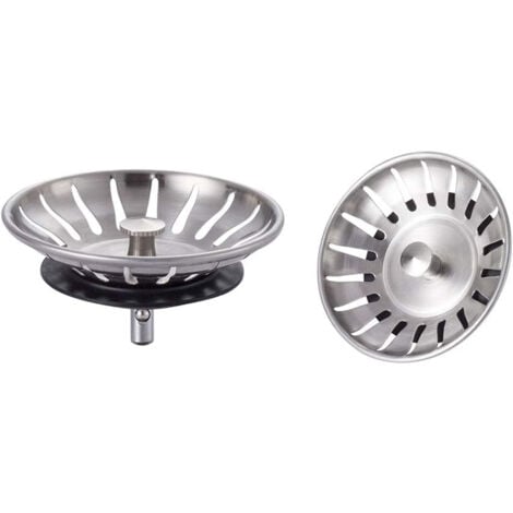 Bouchon Evier Cuisine Inox(Lot de 2) - Filtre Evier Cuisine Universel (Dia: 80MM), Bonde Evier avec 18 Fentes, Grille Evier Cuisine Antiblocage, Panier pour Evier Inox Vidange Rapide