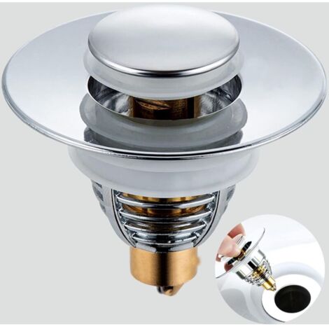 Bouchon Lavabo, Bonde de Lavabo Pop-Up, Universel Filtre de Vidange Anti-Bloqué de Lavabo en Acier Inoxydable, pour 32-38mm Trou Vidange Lavabo Bassin Cuisine Salle de Bain
