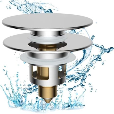 Bouchon Lavabo Salle de Bain avec Filtre de Drain,Bouchon Baignoire Universel à Noyau en Laiton à Pousser,Bonde Lavabo 25-46mm,Bouchon Baignoire