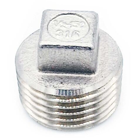 Bouchon mâle à tête carrée G1/2en acier inoxydable 316