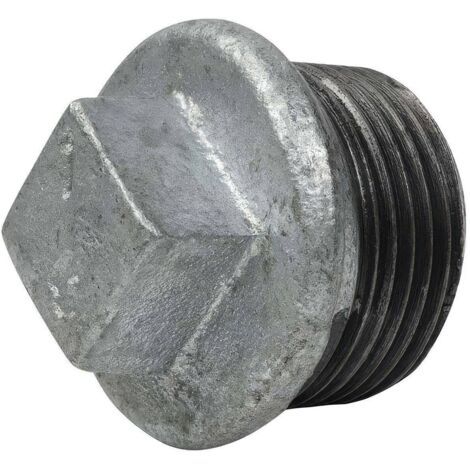 Bouchon Mâle avec Butée en Fonte Malléable Galvanisée 3/8''