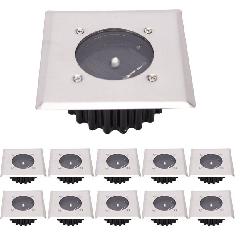 LED Lampe solaire au sol 10 Pack, lumière extérieure, Réverbère Lumières, Ensevelies Lumière, étanche IP65 (Blanc Froid) [Classe énergétique
