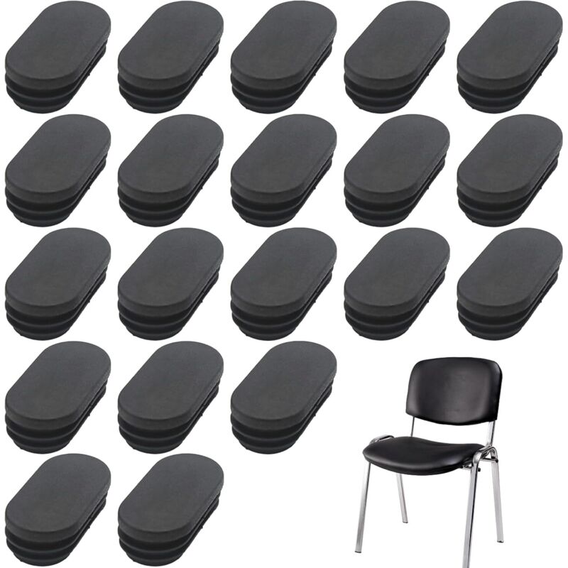 Largeight - Bouchon Pied de Chaise Ovale 15x30mm 20x40mm 24pcs, Embout Chaise, Bouchons à lamelles, Bouchons en Plastique Ovale pour Pieds de Meuble