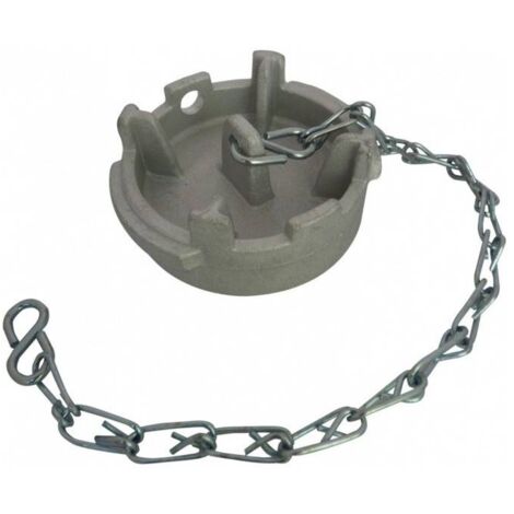 Bouchon plat symétrique Guillemin, pompier, type irrigation cadenassable, avec chaînette, en inox DN 50
