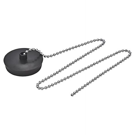 BOUCHON PVC NOIR AVEC CHAINETTE ANNEAU