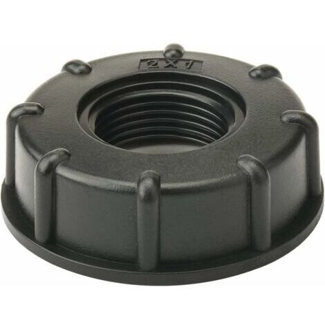 Bouchon S60x6 pour cuve 1000 litres, adaptateur IBC plastique noir avec filetage 60mm à 1 pouce et joint PE