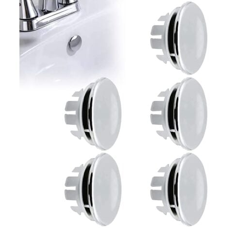 Bouchon Trop Plein Lavabo, Anneau Bouchon De Trop-Plein, Garniture Évier de Trou Rond, Pièces de Rechange pour Trou de Drainage Couvercle Rond pour évier de Cuisine Trou D'évier de Baignoire, 5Pcs