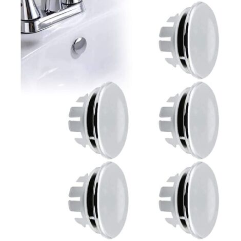 Bouchon Trop Plein Lavabo, Anneau Bouchon De Trop-Plein, Garniture Évier de Trou Rond, Pièces de Rechange pour Trou de Drainage Couvercle Rond pour évier de Cuisine Trou D'évier de Baignoire, 5Pcs