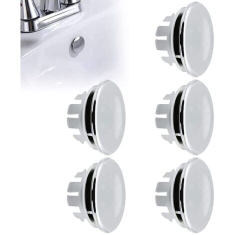 Bouchon trop plein pour évier – Pack de 5 couvercles ronds en plastique ABS – Diamètre 33mm pour trous de 22 à 24mm