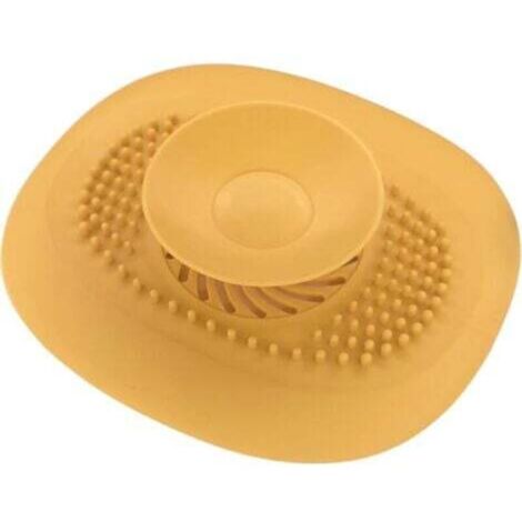 Bouchon universel pour baignoire et évier en silicone anti-odeurs – Jaune, étanche et lavable, 1 unité
