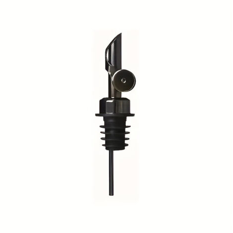Bouchon Verseur Inox 304 Noir pour Vin et Huile d'Olive, Anti-Goutte et Étanche avec Embout Silicone Alimentaire - Pour Cuisine, Bar, Restaurant (Lot de 1)