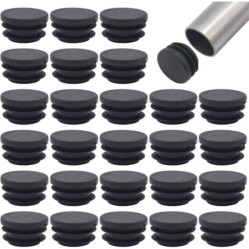 Bouchons à Lamelles Ronds, 30pcs Bouchon Rond pour Tube Embouts pour Tuyau Capuchon pour Poteau Rond en Plastique Chapeaux de Jambe de Chaise pour