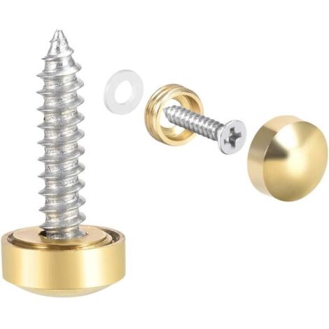 Bouchons à Vis Décoratifs en Or Poli   Lot de 8 Pièces, Diamètre 10 mm, Parfait pour Décoration et Miroirs