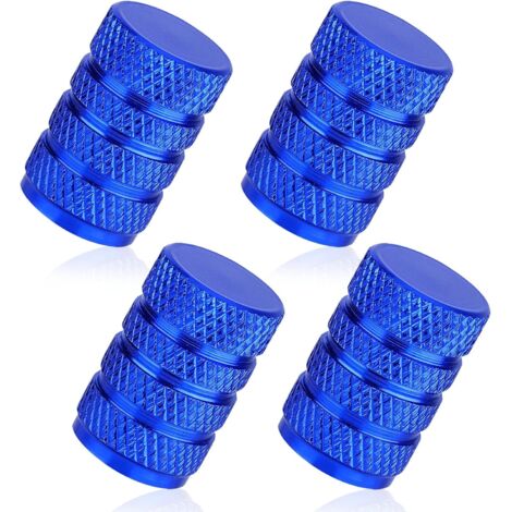 Bouchons anti-poussière bleus pour pneus de voiture, lot de 4, valves de pneus en alliage d'aluminium, Easy G