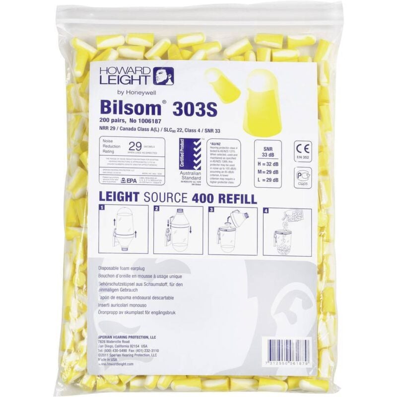Bilsom - Pack de rechange de bouchons d'oreille 33 dB 303S 1006187 200 paires