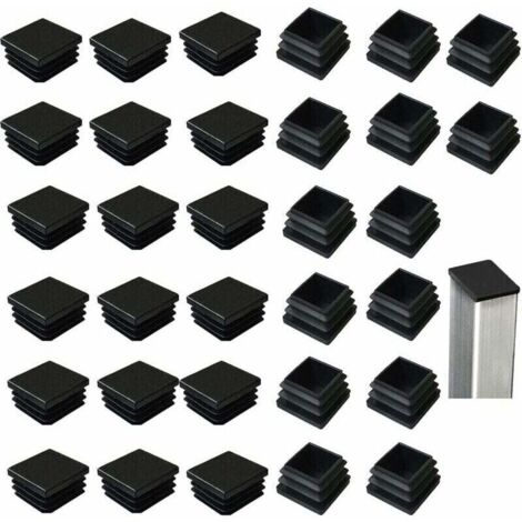 Bouchons carrés en plastique noir 40x40 mm pour meubles - Lot de 32 pièces (NPTERBL)