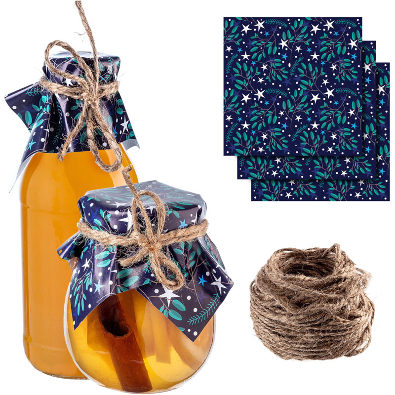 Bouchons, couvercles pour pots, conserves, bouteilles, serviettes + ficelle jute X50