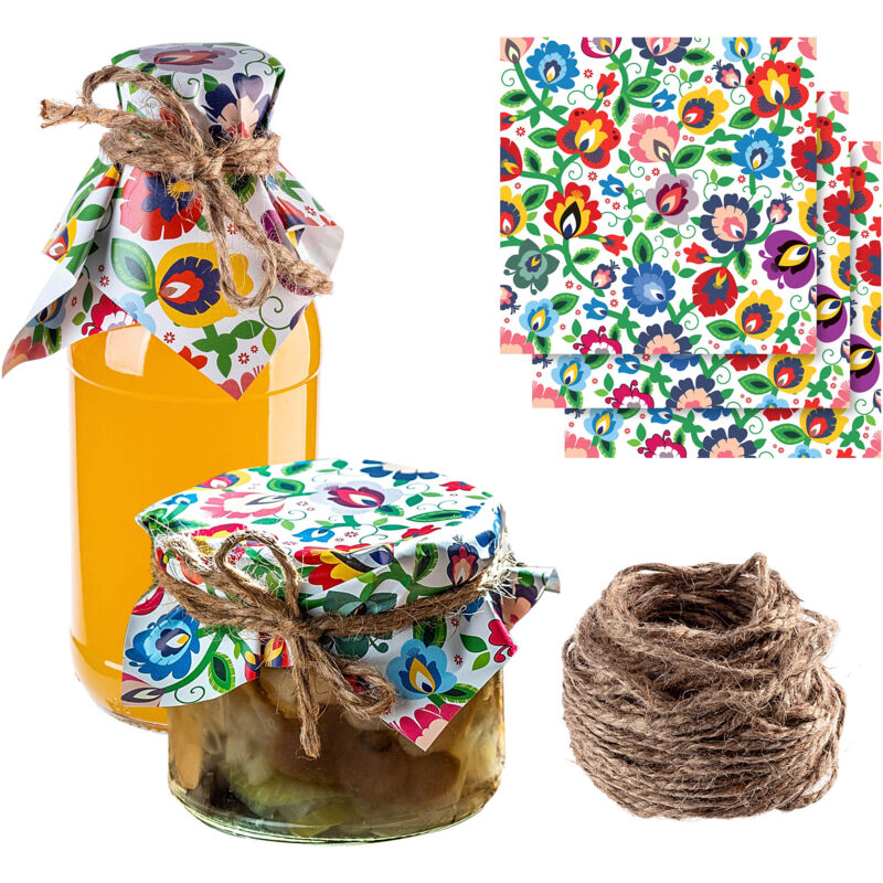 Kadax - Bouchons, couvercles pour pots, conserves, bouteilles, serviettes + ficelle jute X50