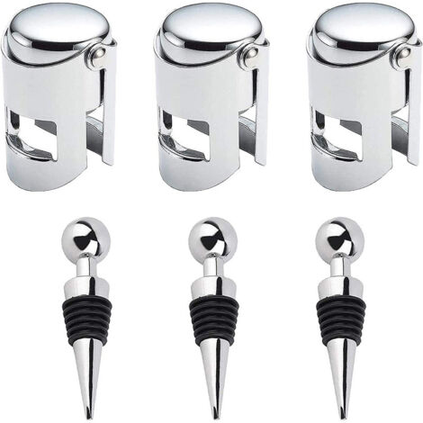 Bouchons de bouteille, 3 bouchons à vin, 3 bouchons en acier inoxydable