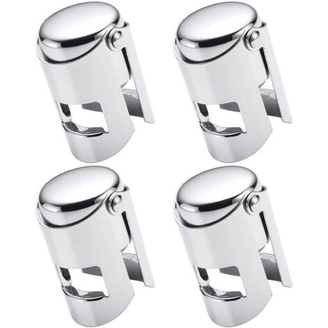 Bouchons de champagne, lot de 4 bouchons de bouteille de vin mousseux en acier inoxydable scellés sous vide