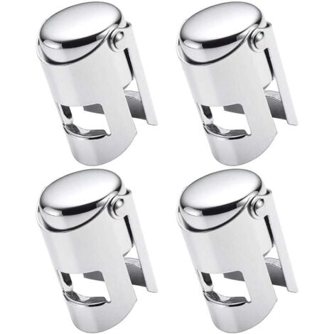 QERSTA Bouchons de champagne, lot de 4 scelleurs de bouteilles de vin mousseux en acier inoxydable scellés sous vide